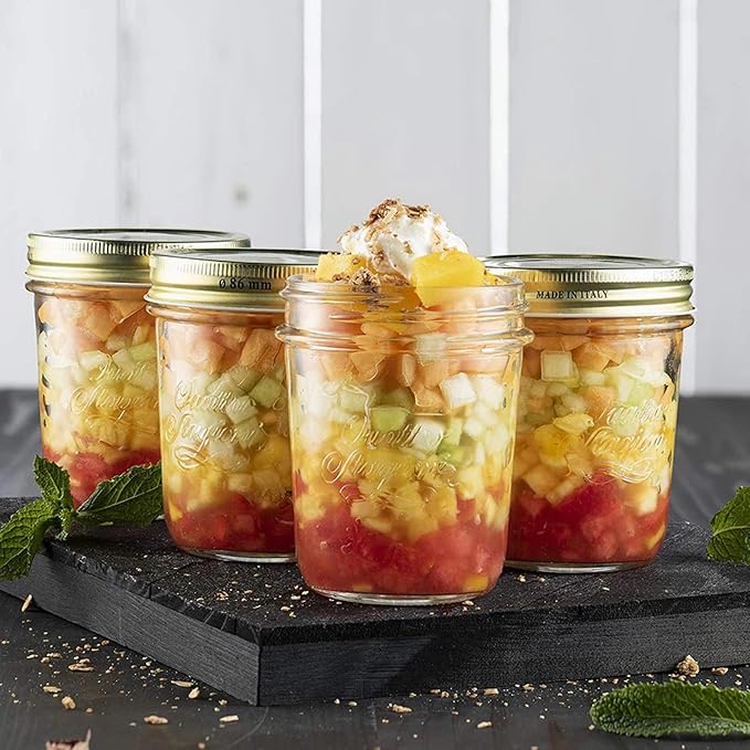 Bormioli Rocco Quattro Stagioni Mason Jar - ClearGold, 10.75 Oz, Set of 12