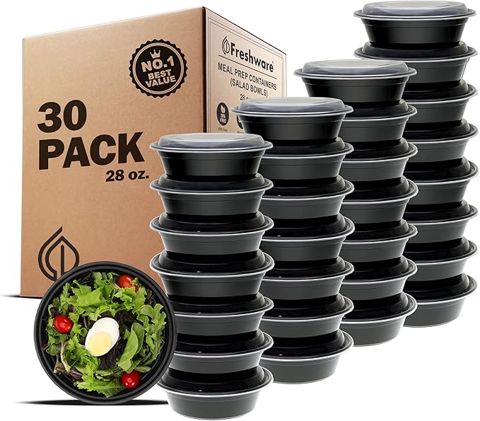 Freshware Meal Prep Containers with Lids [15 Pack] 3 Compartment, Food Storage Containers, Bento Box, BPA Free, Stackable, Microwave/Dishwasher/Freezer Safe (32 oz)