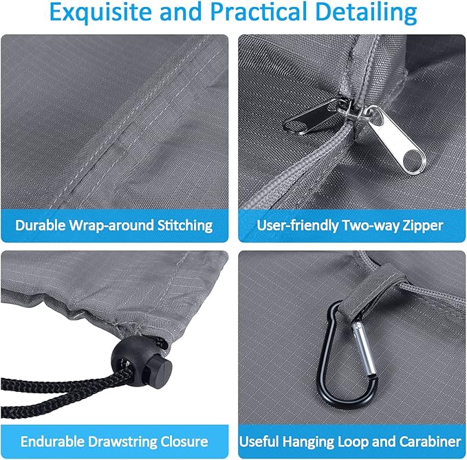 GOGOODA Travel Laundry Bags with Drawstring Closure XL Large Foldable Dirty Clothes bags with Handle Heavy Duty and Washable for College Dorm Travelling Camping, 2 Pack, Dark Blue & Grey