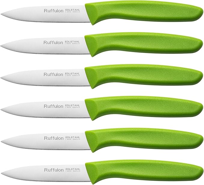 Paring & Fruit Knives Set of 6, Stainless Steel Sharp Blades, Black.