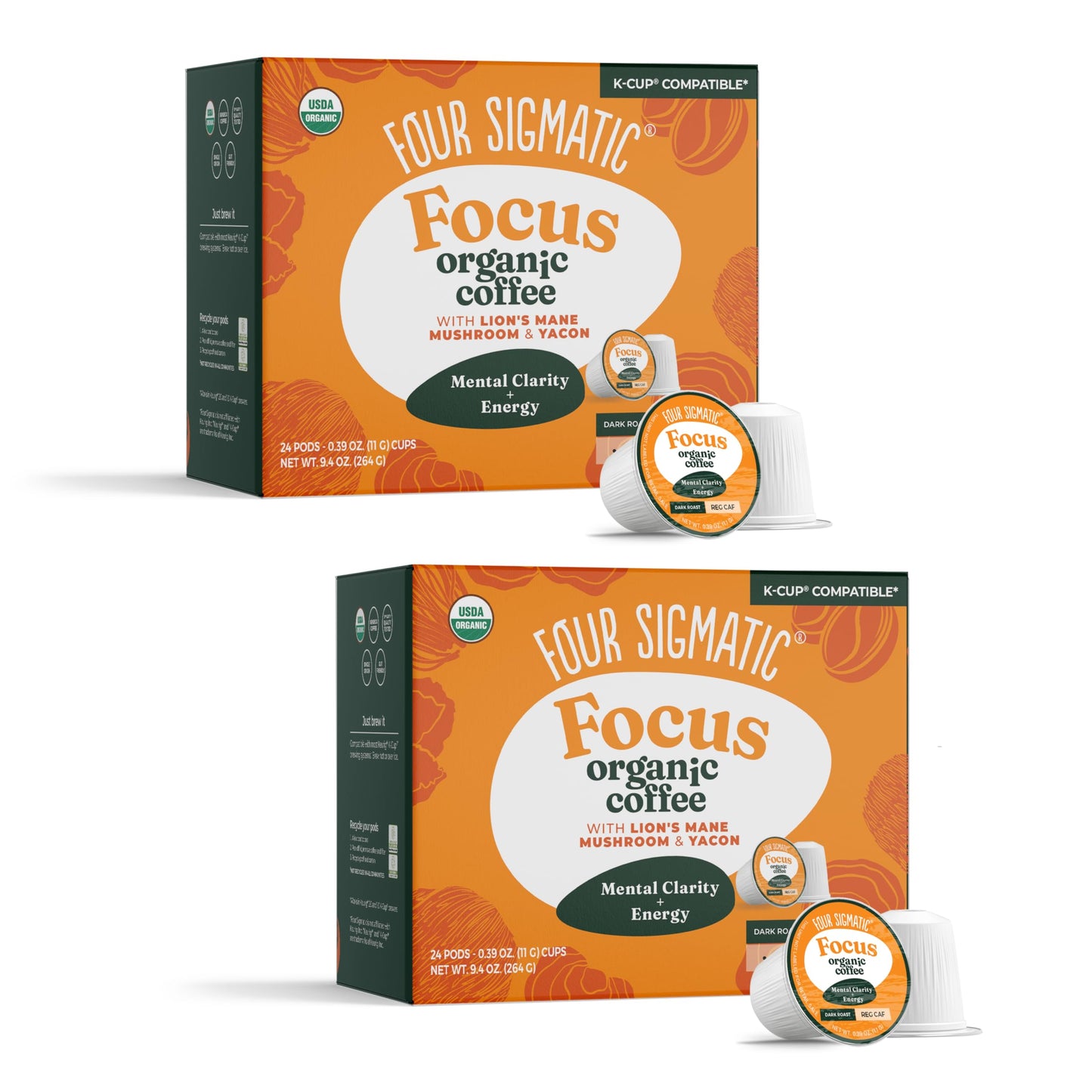 Four Sigmatic Adaptogen Coffee K-Cups | Organic Medium Roast Ground Coffee with Ashwagandha, Eleuthero, Chaga & Tulsi | Immune Support & Stress Relief | Keto | 24 Count