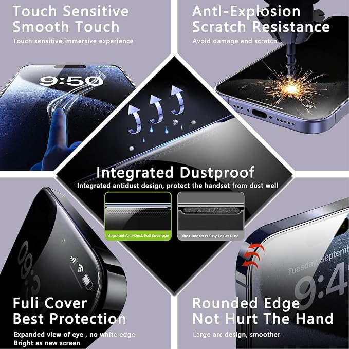 2 Pack Screen Protector for iPhone 16e/iPhone 14/iPhone 13 Pro/iPhone 13