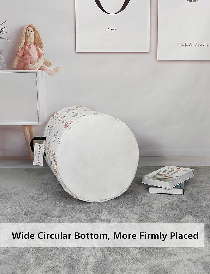QUEENLALA Large Storage Basket,Laundry Hamper/Bathroom/Home Decor/Collapsible Round Storage Bin,Boys and Girls Hamper/Boxes/Clothing(Round-Rose Castle)