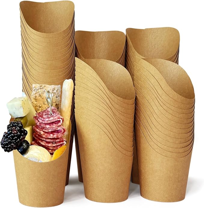 CAMKYDE 100 Pcs French Fries Holder, 12oz Disposable Paper French Fry Cups Black Charcuterie Cups for all Occasions (12oz, Black)