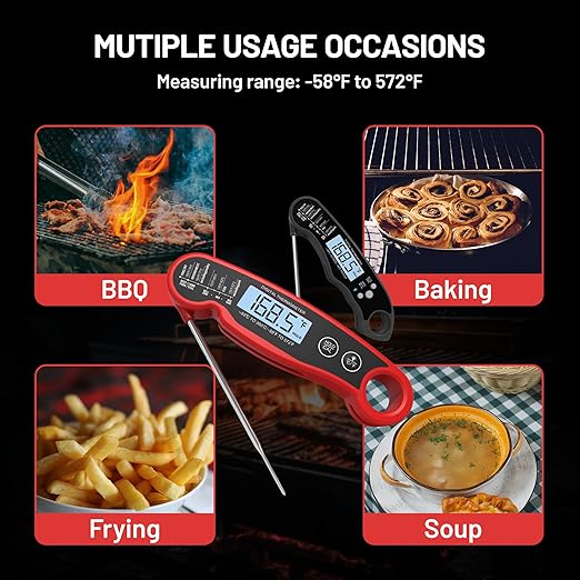 𝟮𝟬𝟮𝟲 𝙐𝙥𝙜𝙧𝙖𝙙𝙚𝙙 Instant Read Digital Meat Thermometer by puxyblue - 2 Pack Waterproof & Super Fast Food Thermometer Widely Used for Indoor & Outdoor Cook, Grill, Bake, BBQ, Candy Making