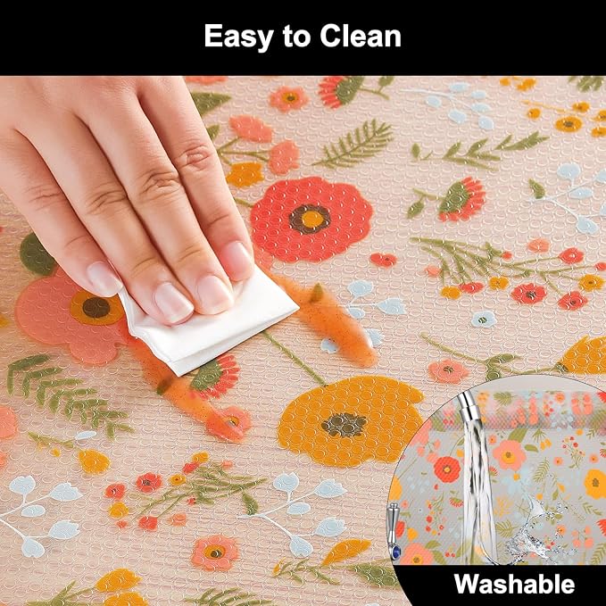 Cooyes Shelf Liner – Premium Non-Adhesive Cabinet & Drawer Liner for Kitchen – Waterproof Shelf Paper with Modern Pattern – Durable EVA Cabinet Mat – Easy to Cut （12" W x 120" L）