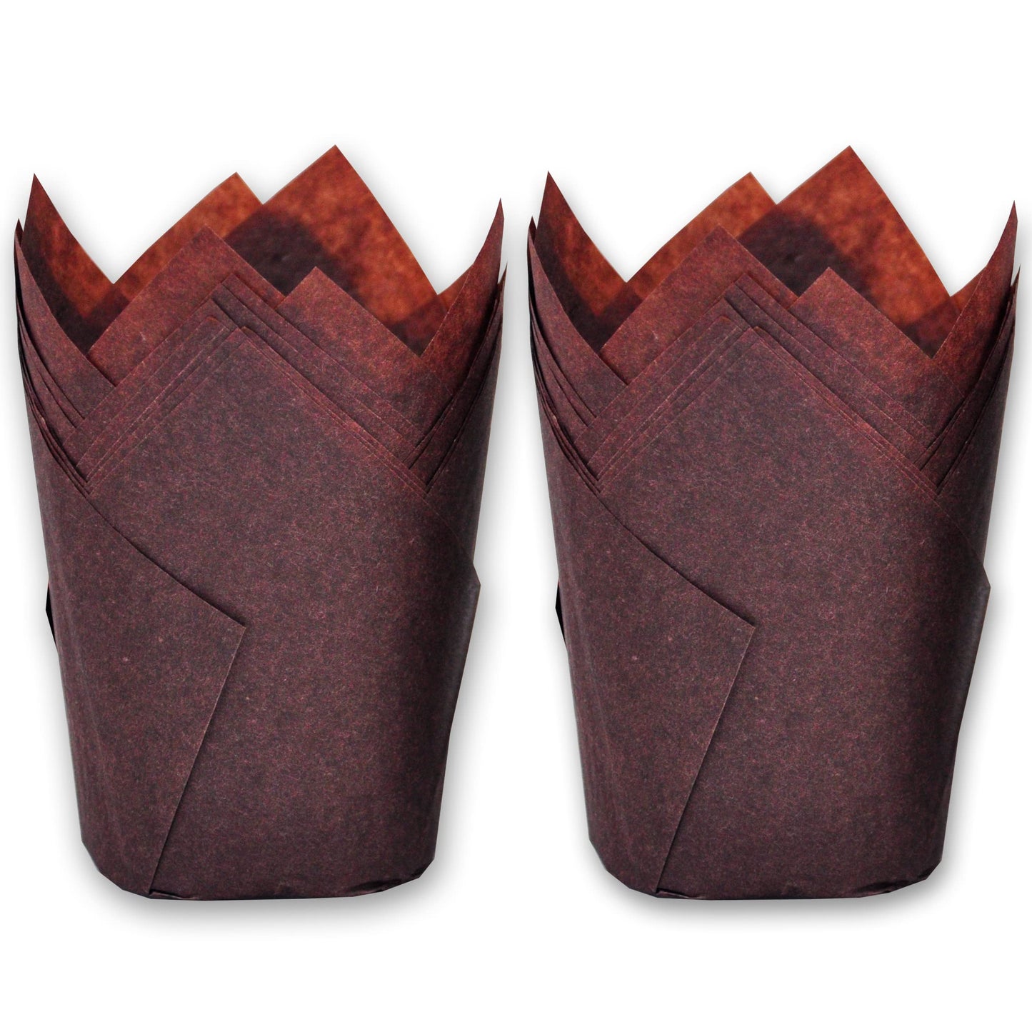 MyBakning Large size White+Brown Tulip Baking Cups 2-1/4"(Base diameter) x 4"(Wall height) Greaseproof paper baking cupcake Muffin liners, Case of 130 pcs