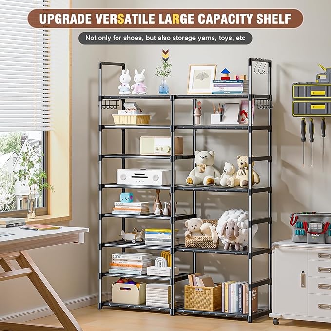 OYREL Shoe Rack Organizer 8 Tiers, Tall Shoe Racks Shelf Storage, 26-32 Pairs Vertical Large Rack,Stackable Shoes Racks for Entryway, Closet, Garage