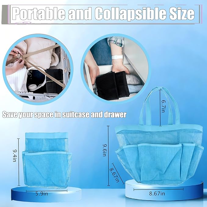 Attmu Mesh Shower Caddy Portable, Quick Dry Hanging Shower Tote Bag for College Dorm Room Essentials, Large Capacity Caddy Dorm for Bathroom Gym Swimming