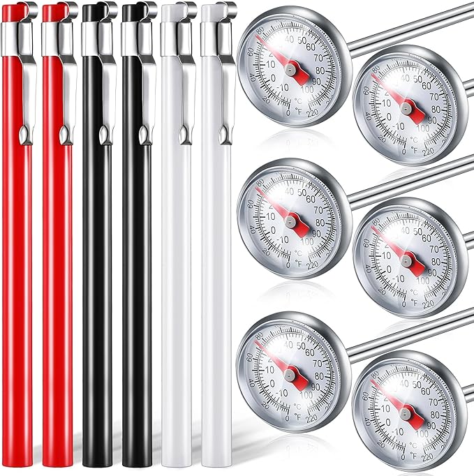 Xuhal 12 Pcs Stainless Steel Kitchen Dial Thermometer 5",Black