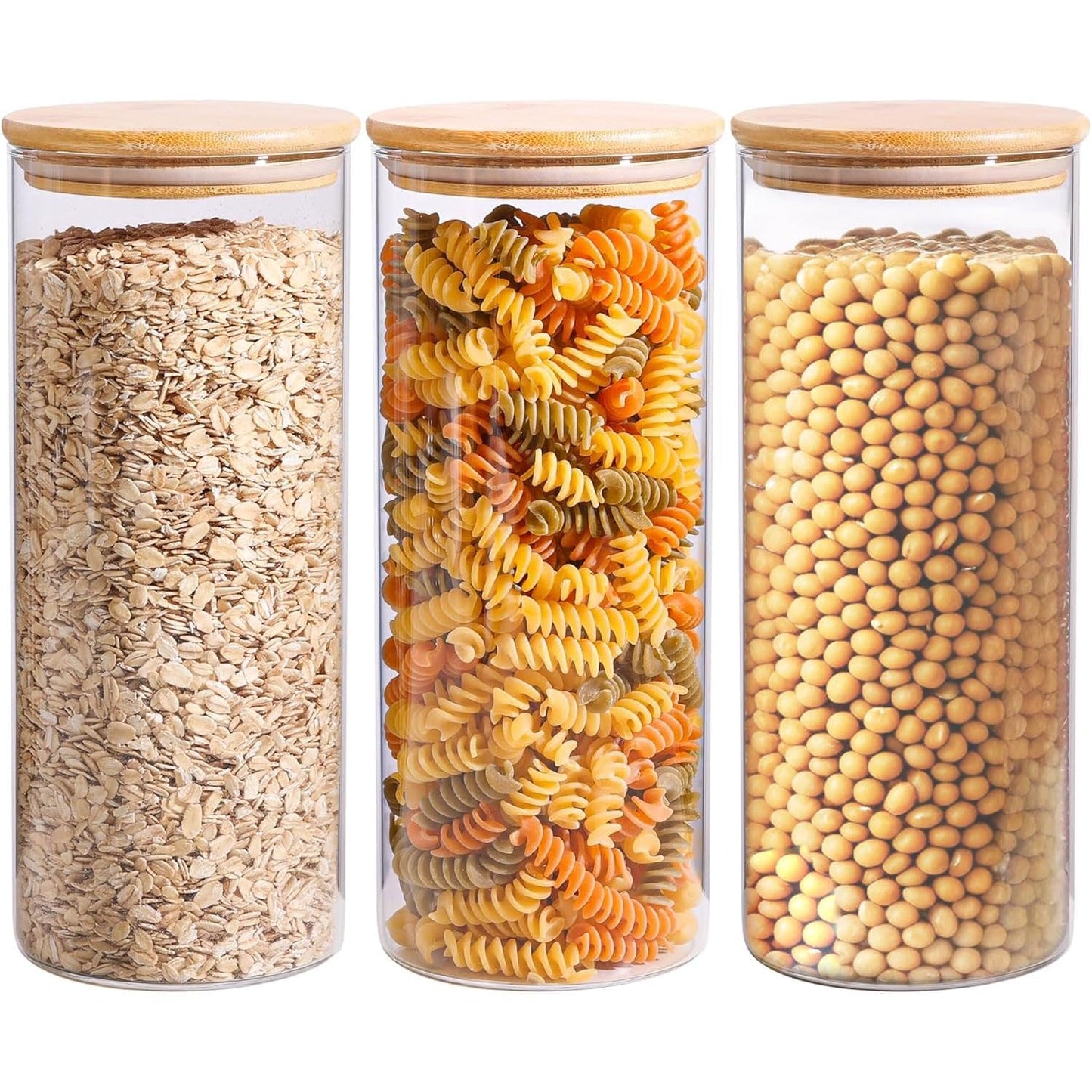 ComSaf Glass Storage Jars 6 Pack, Pasta Containers, Pantry Organization