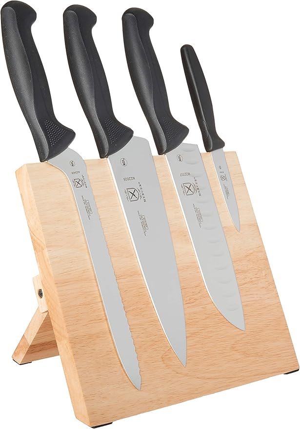 Mercer Culinary Millennia Colors 5-Piece Magnetic Board Set with Blue Handles, Bamboo, 16 x 8 x 18 inches