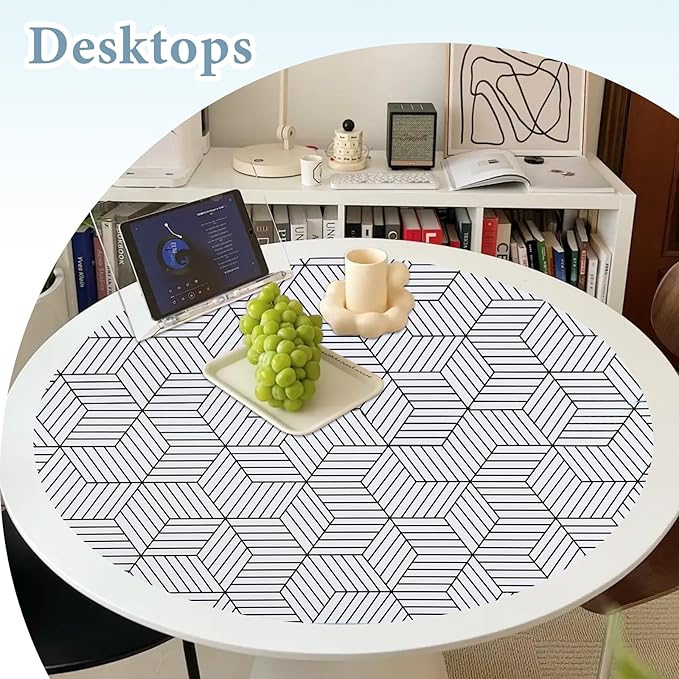 Shelf Liners for Kitchen Cabinets 12in x 30FT, Non Adhesive Cabinet Liner Strong Non-Slip Thickened Black White Geometric Drawer Liner, Easy to Clean for Shelf, Cabinet with Knife and Tape Measure