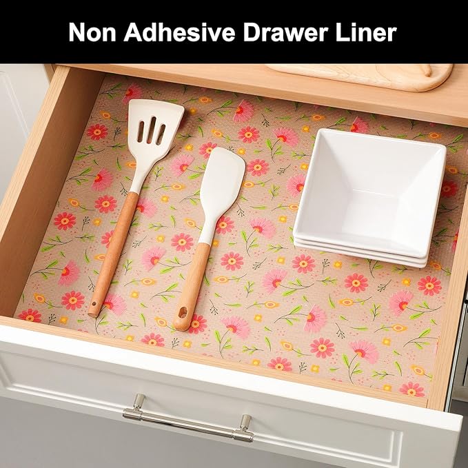 Cooyes Shelf Liner – Premium Non-Adhesive Cabinet & Drawer Liner for Kitchen – Waterproof Shelf Paper with Modern Pattern – Durable EVA Cabinet Mat – Easy to Cut （12" W x 360" L）