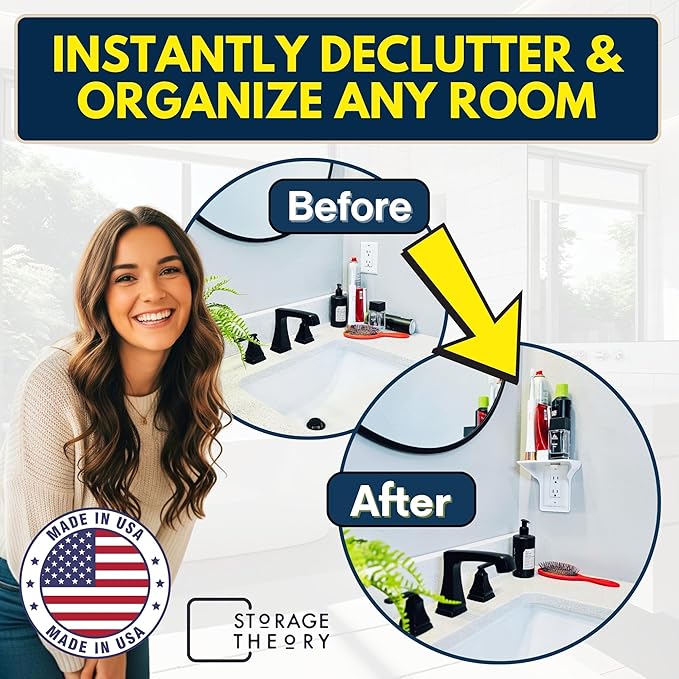 BeraTek Power Perch Wall Outlet Shelf | Declutter & Reclaim Counter Space | Bedroom & Bathroom Organizing Shelves | Alexa Echo Dot Holder, Router Shelf, Holds Electric Toothbrush | Gray, 2-Pack
