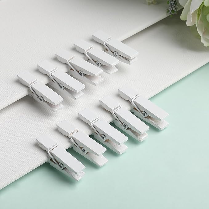 Mr. Pen- Wooden Clothes Pins, Natural Wood, 132 pcs, 1.4 Inch, White Mini Clothes Pins for Hanging Pictures, Small Clothes Pins Wood, Clothing Pins, Mini Clothespins for Photos, Small Clothes Pin