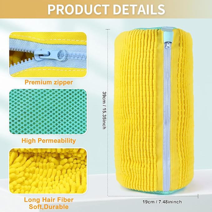 2Pcs Shoe Washing Machine Bag,Cleaning Bag for All Shoe Types,Laundry Shoe Bag for Washer and Dryer (Yellow)