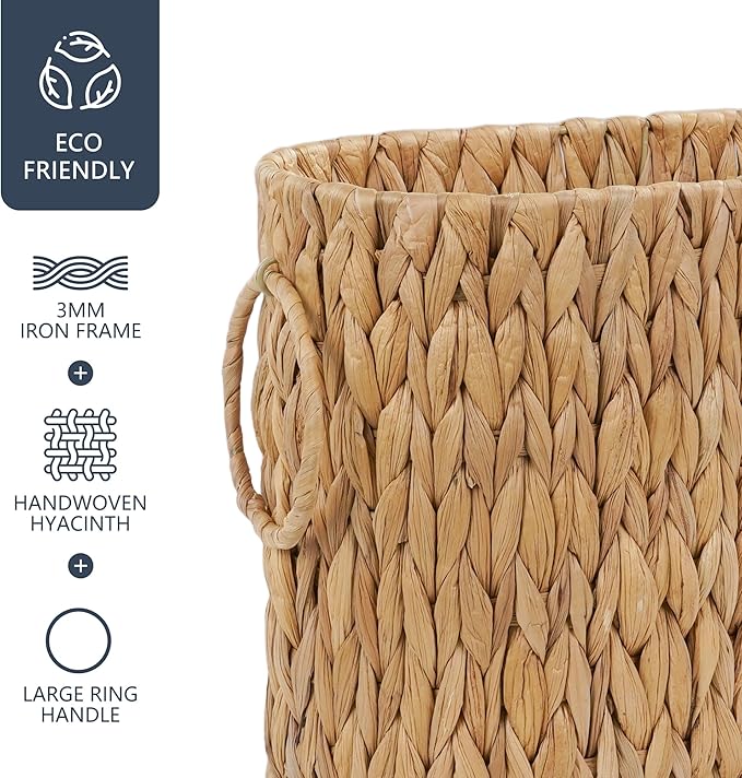Toilet Paper Storage Basket, Water Hyacinth Toilet Paper Holder for Up to 6 Mega Rolls, Wicker Basket for Bathroom Accessories Organizer, Boho Hand Woven Rattan Decorative Decor, Natural