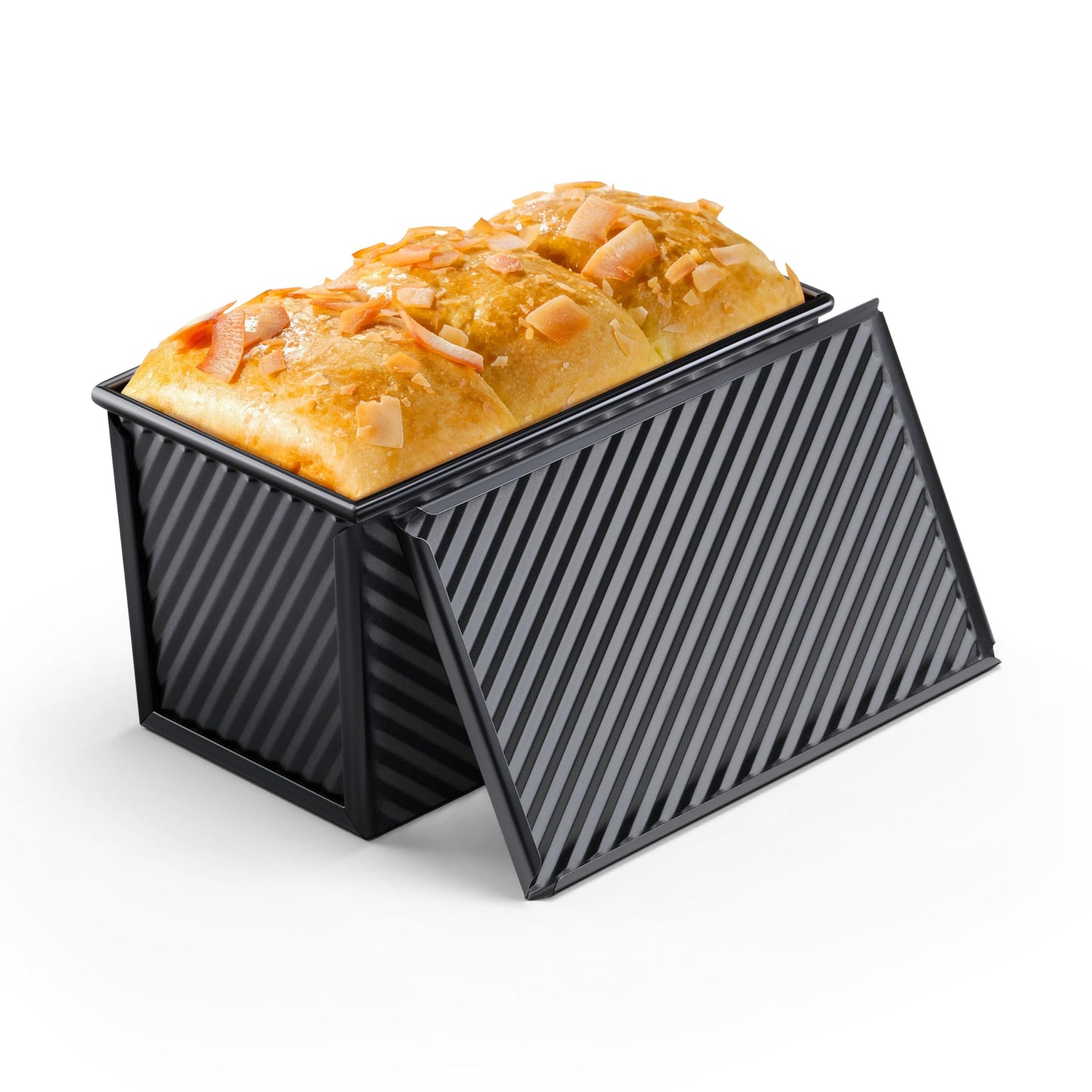 LIANYU 3 Pack Pullman Loaf Pan with Lid, 1 LB Nonstick Bread Loaf Pans Set