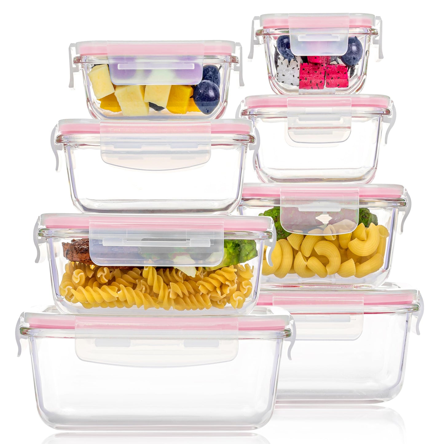 Vtopmart 8 Pack Glass Food Storage Containers with Airtight Lids