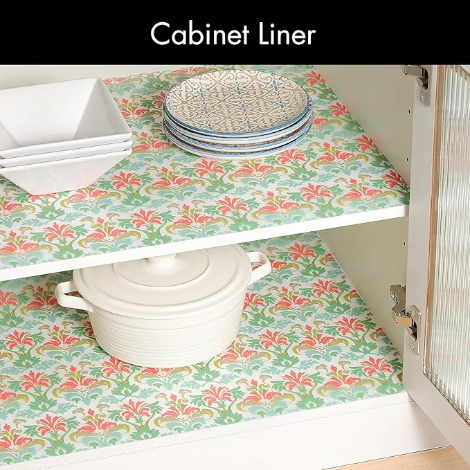 Cooyes Shelf Liner for Kitchen Cabinets – Non-Adhesive Waterproof Drawer Liner – Durable EVA Material Easy-to-Cut Shelf Paper for Refrigerator, Cupboard, Dresser with Modern Pattern