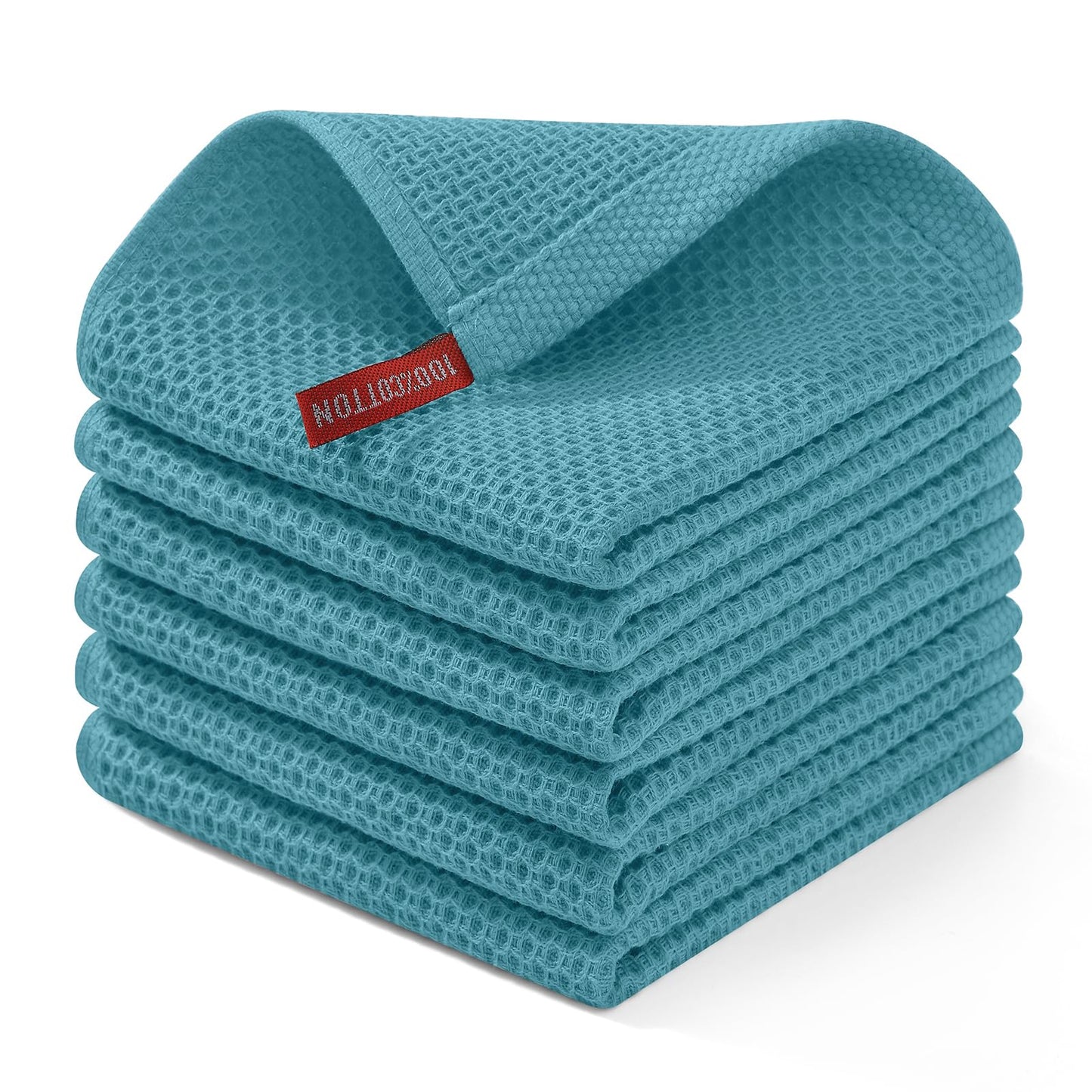 Homaxy 100% Cotton Waffle Weave Kitchen Dish Cloths, Ultra Soft Absorbent Quick Drying Dish Towels, 12 x 12 Inches — 13 x 28 - 12 Pack — 12 x 12 - 6 Pack