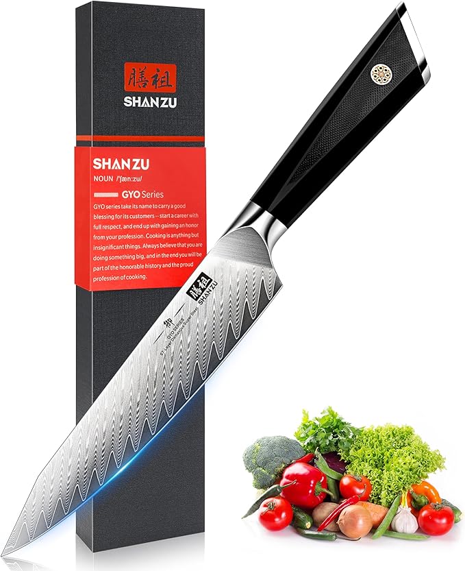 SHAN ZU Damascus Chef Knife 6 inch,67-Layer 10Cr15MoV Japanese Steel