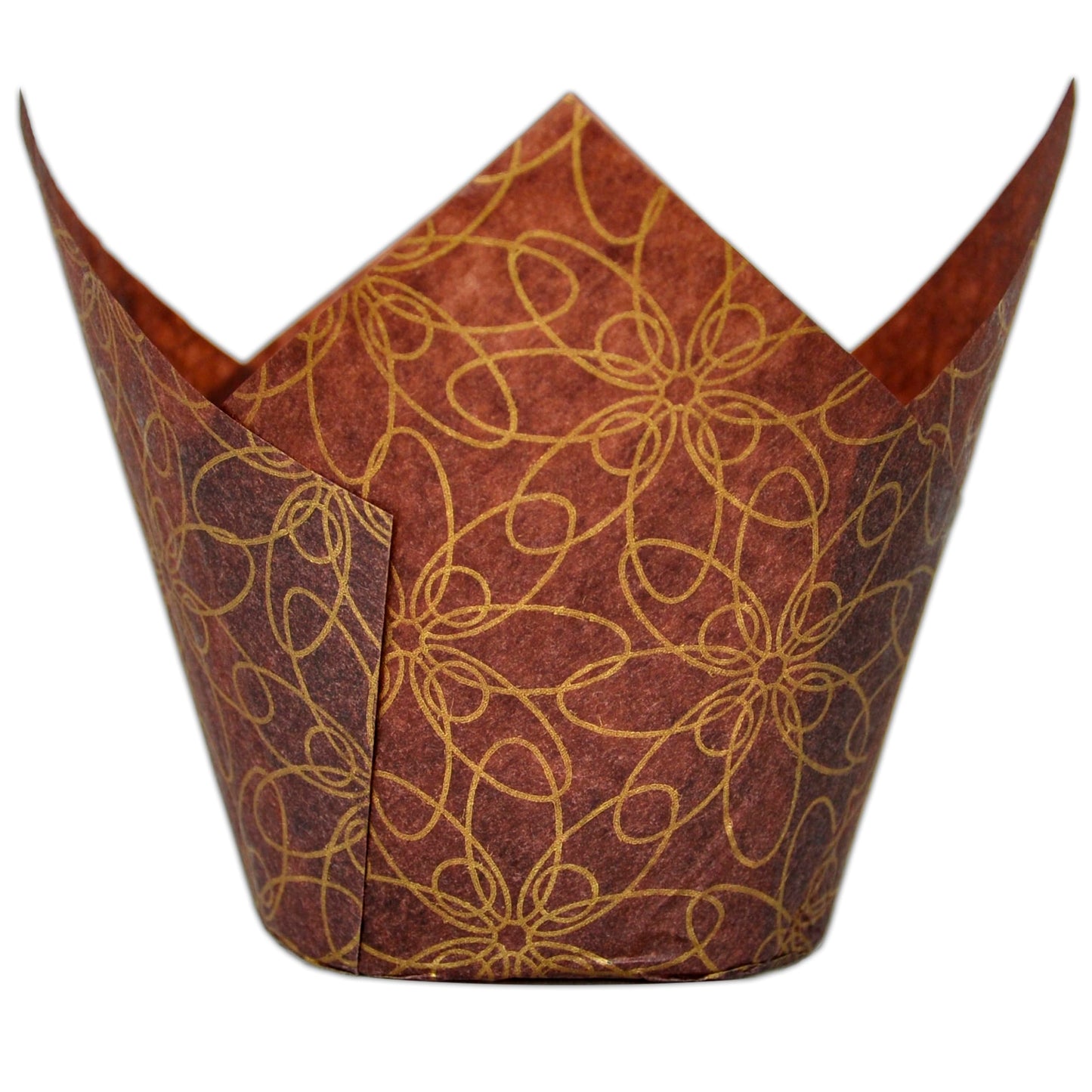 MyBakning Large size White+Brown Tulip Baking Cups 2-1/4"(Base diameter) x 4"(Wall height) Greaseproof paper baking cupcake Muffin liners, Case of 130 pcs