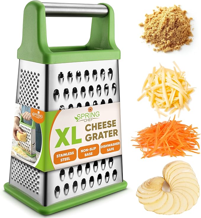 Spring Chef Stainless Steel XL Cheese Grater for Kitchen, Sapphire