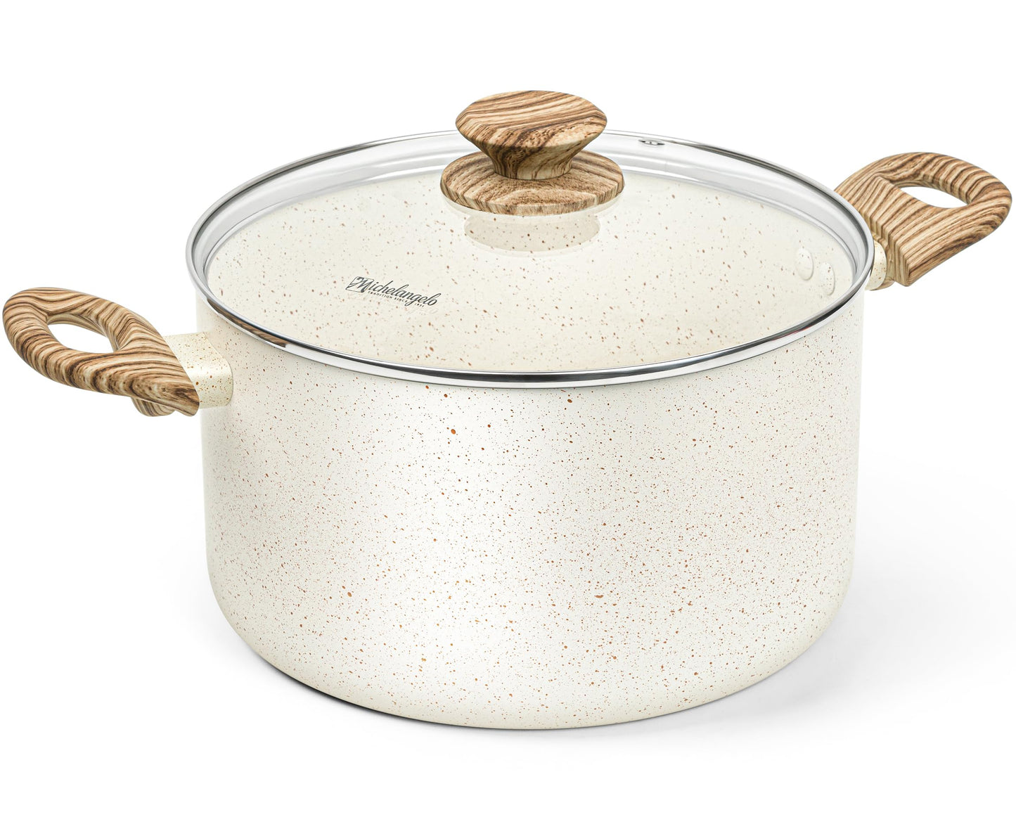 MICHELANGELO Nonstick Cooking Pot - 6 Quart Soup Pot with Lid for Family Meals, Non-Toxic Stockpot with Stay-Cool Handles, Induction Ready, Easy Cleanup, PFOA & PFOS Free