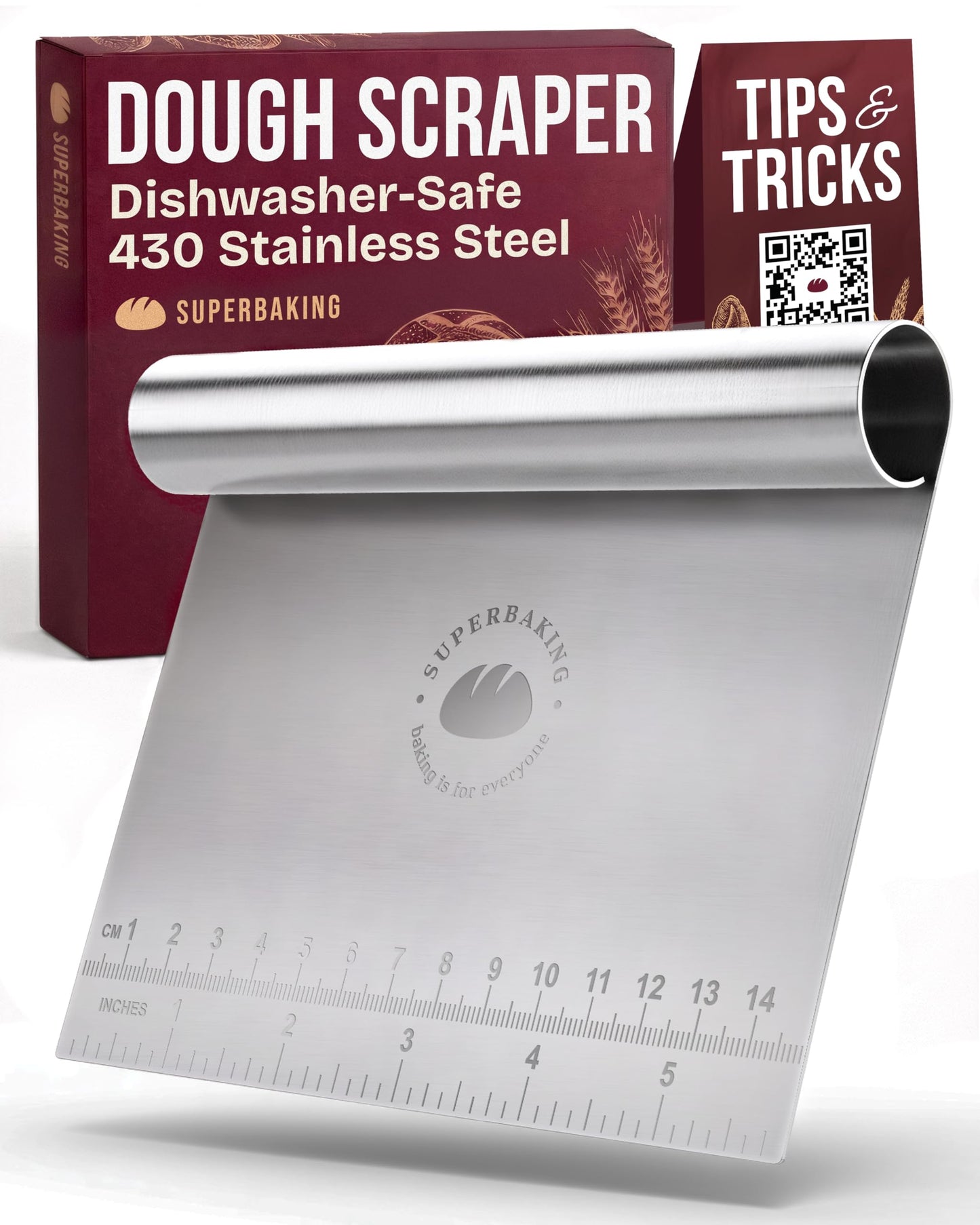 Superbaking Multipurpose Bench Scraper, 6" Grill & Dough Scraper with Ruler