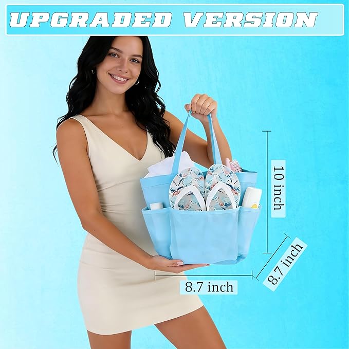 Attmu Mesh Shower Caddy Portable for College Dorm Room Essentials with 8 Pockets, Hanging Shower Caddy Dorm Basket, Quick Dry Bag for Bathroom