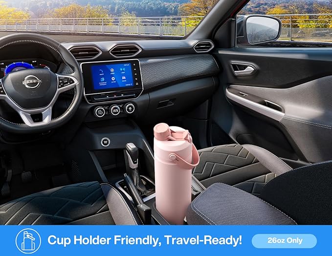 POWCAN 26 oz Insulated Water Bottle with 2-in-1 Straw and Spout Lid, Keep Cold 24H, Leak-Proof, Fits in Car Cup Holder, Stainless Steel Water Bottle for Sports, Travel, Gym, and School (Bubble Bay)