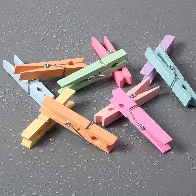 Mr. Pen- Wooden Clothes Pins, Natural Wood, 50 Pack, 2.9 Inch, Pastel Colors, Rust Resistant Clothes Pins for Hanging Clothes, Clothespins