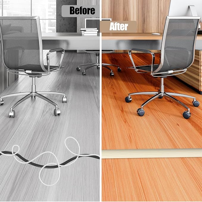 Floor Cord Cover Self Adhesive Cord Hider, 10FT Cable Management, Extension