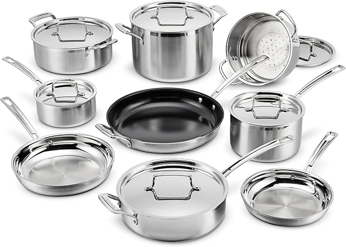 Cuisinart Stainless Steel Pots and Pans Set, Induction Compatible, 12 pc