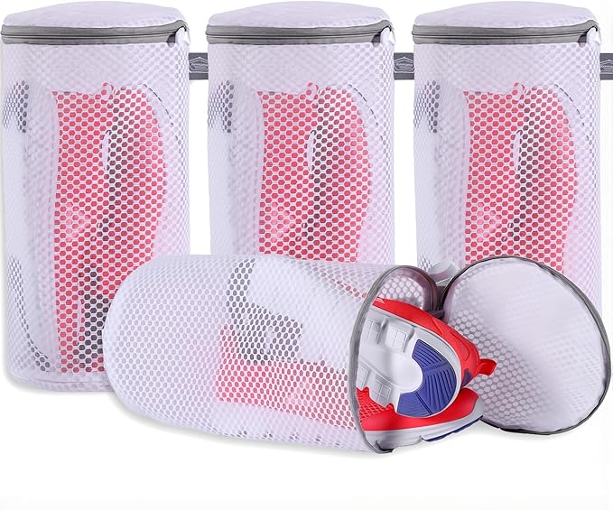 Kimmama Shoe Washing Machine Bag, Shoe Bag for Washing Machine, Mesh Laundry Bags for Sneakers, Footwear, Trainers, Slippers, Honeycomb Net, Grey Zipper, 7x15"