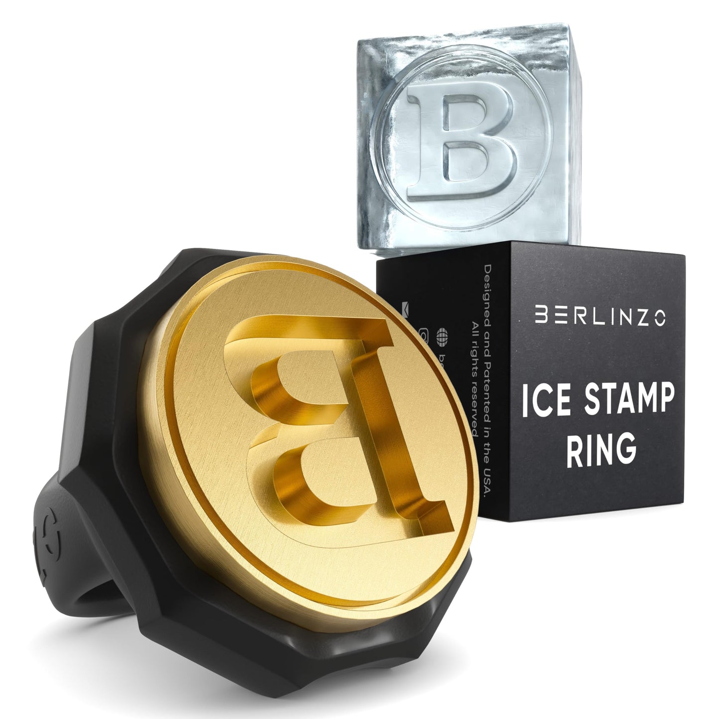 Berlinzo Brass Ice Stamp Ring Letter L