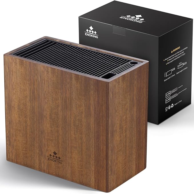 Universal Knife Block Without Knives, Acacia Wood Round Knife Holder