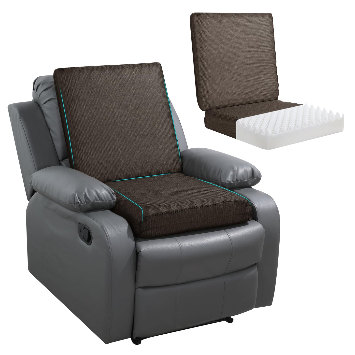 BALAPET Recliner Cushions for Long Sitting,Egg Crate Foam Recliner Cushion for Elderly Reduces Muscle Fatigue and Provides Air Flow,Extra Large Non-Slip Seat Cushion with Back Support(20×20×4in)