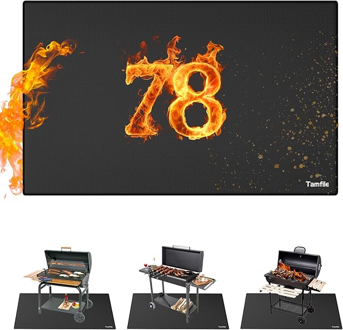 Tamfile 62x40 Inch Grill Mats for Blackstone, Double-Sided Fire Pit Mat