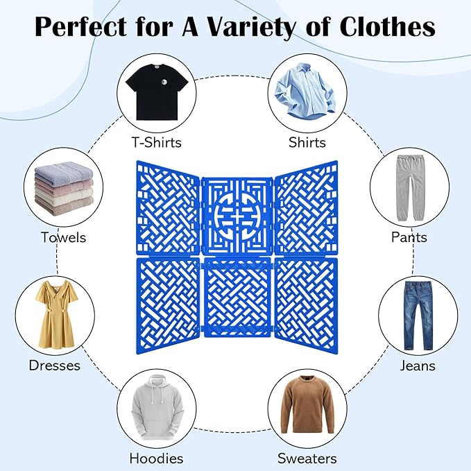 Geniusidea Shirt Folder Board for Closet Organization, Clothes Folding Board to Make Clothes Tidy, Laundry Folding Board Liner Sorter, Blue