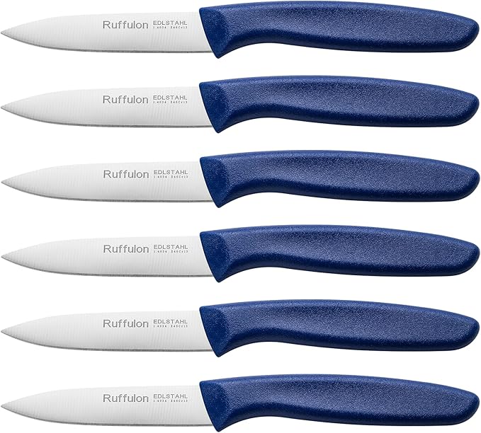 Paring & Fruit Knives Set of 6, Stainless Steel Sharp Blades, Black.