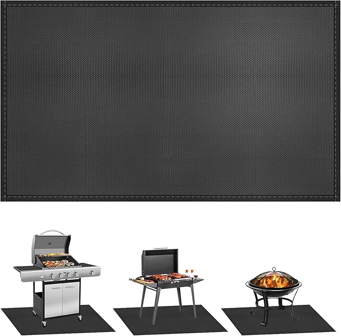 kanhiro Grill Mats for Outdoor Grill 59x39 Inch Fireproof Double-Sided Grill Matt and Deck Protector, Oil-Proof Waterproof BBQ, Grill Pad for Patio, Floor, Lawn Protection
