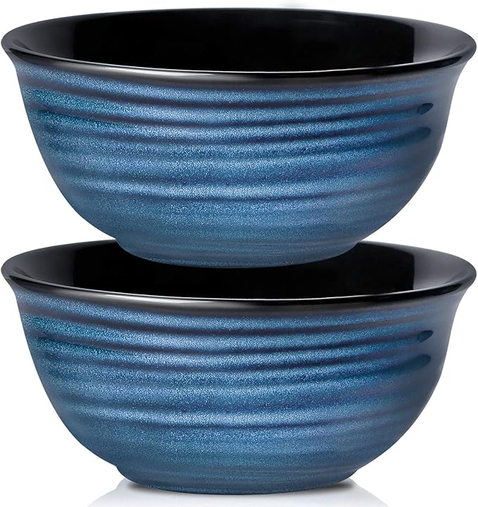 HASENSE Ceramic Mixing Bowls Set, 2.1/1.0/0.5 Qt, Handmade Salad Serving Bowls for Kitchen, Deep Nesting Dishes for Storage and Baking, Microwave Dishwasher Safe