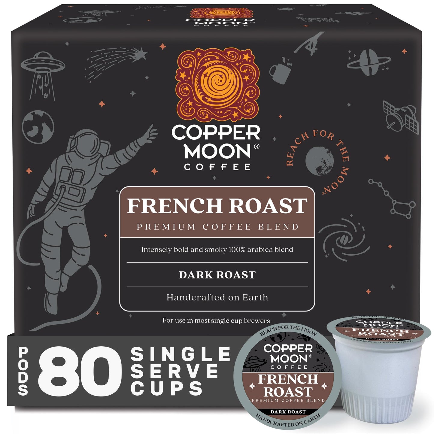 Copper Moon K-Cup Coffee Pods, Dark Roast, Sumatra Blend, 80 Count