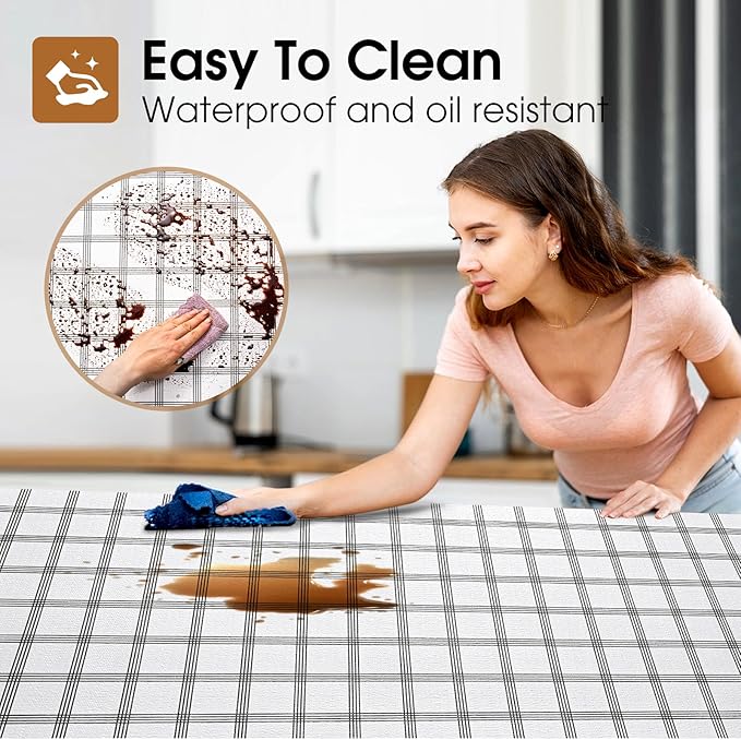 Beautysaid Shelf and Drawer Liner for Kitchen Cabinet, Non Adhesive Non Slip Shelf Paper Waterproof Washable Thickened for Dresser Pantry Shelve Bathroom Protector Liner(Plaid,18 in x 20 FT)