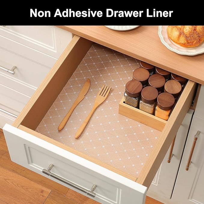 Cooyes Shelf Liner – Premium Non-Adhesive Cabinet & Drawer Liner for Kitchen – Waterproof Shelf Paper with Modern Pattern – Durable EVA Cabinet Mat – Easy to Cut （12" W x 240" L）