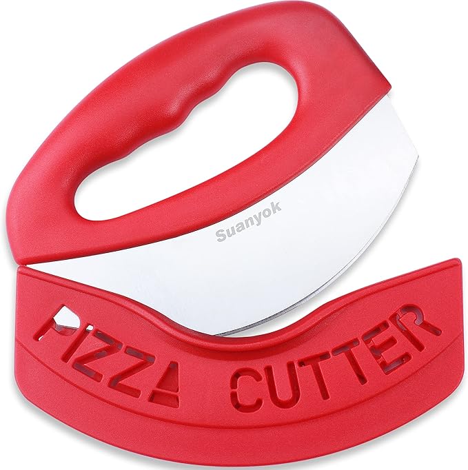 Suanyok Pizza Cutter Stainless Steel Rocker Blade with Cover(Gray)