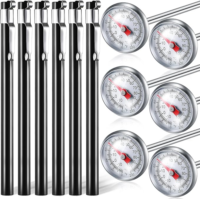 Xuhal 12 Pcs Stainless Steel Kitchen Dial Thermometer 5",Black